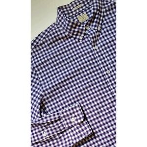 J. Crew Button Down Shirt Mens L Slim Fit Purple Gingham Check 2 Ply Cotton